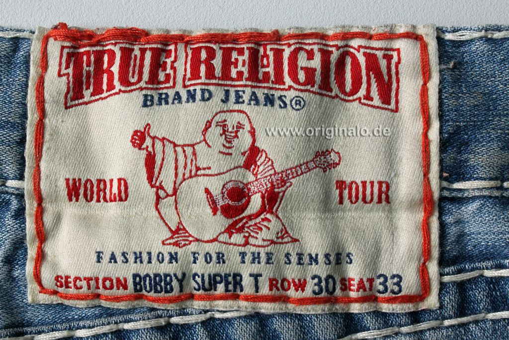  True Religion Jeans Gürtel Etikett um Fakes zu erkennen