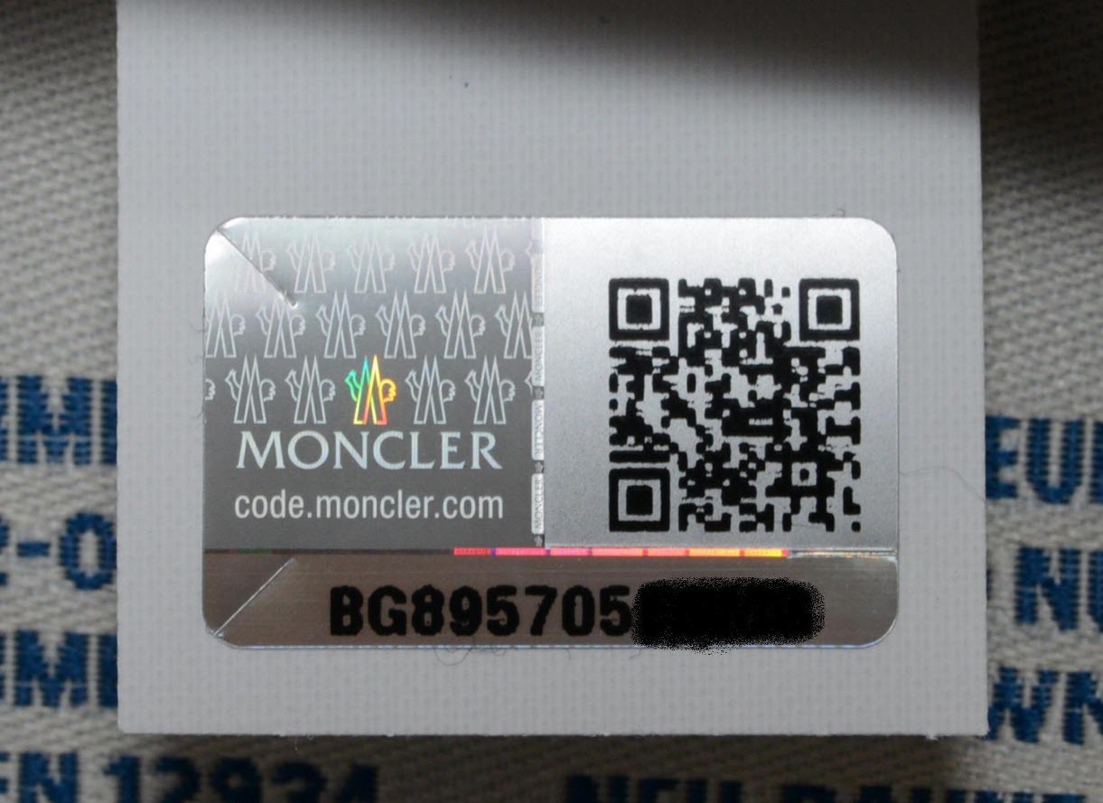 Original Moncler QR-Code Sicherheitslabel