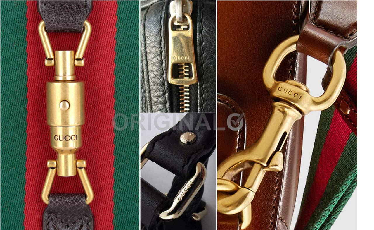 Gucci bags metal eyelets, zipper & buckles