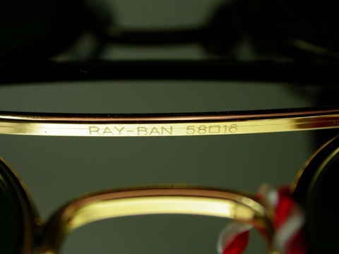 Ray-Ban sunglasses engraving on temple