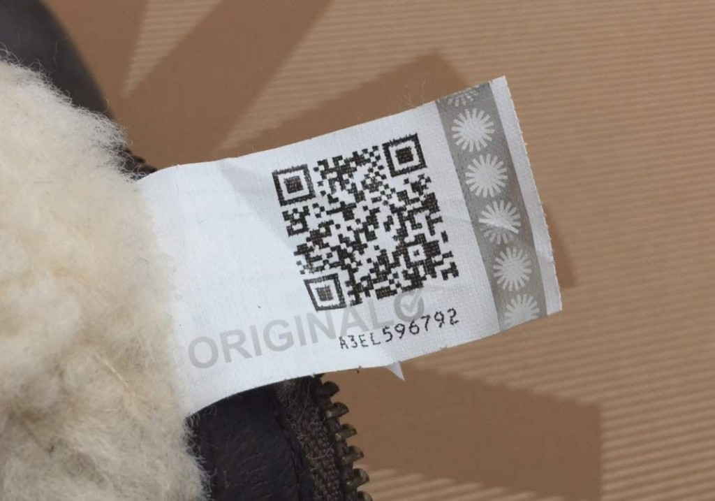 UGG Boots sewn security label with QR code
